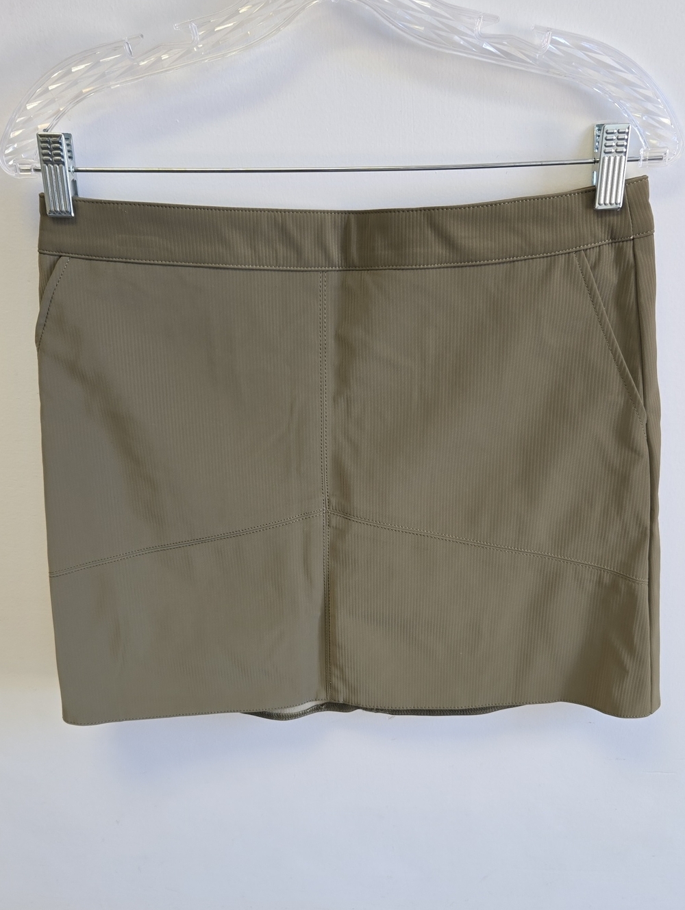 Shinestar Olive Ribbed Mini Skirt
